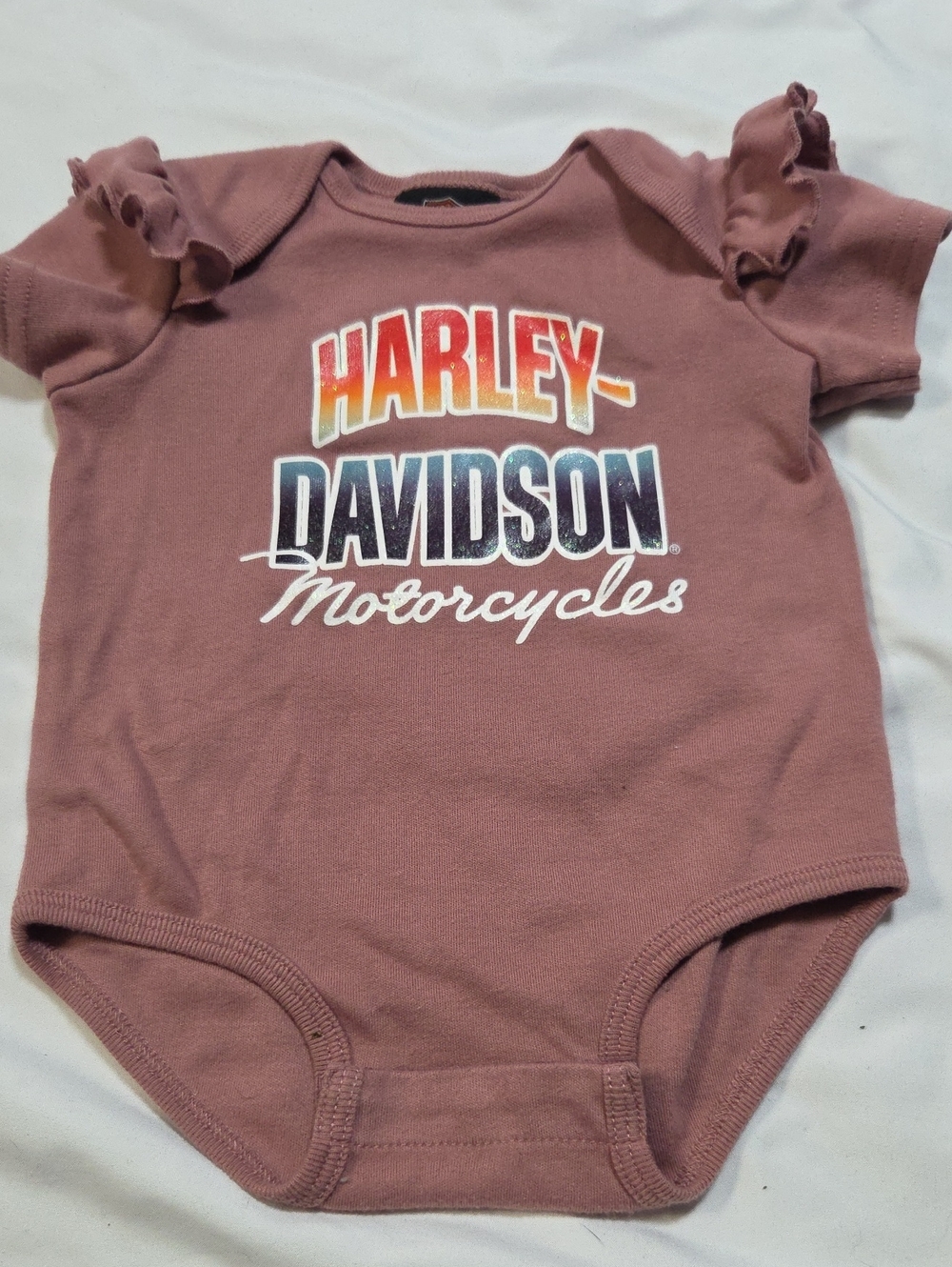 Harley-Davidson Mauve Pink Logo Ruffle Sleeve One-Piece